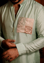 Mint Green Silk Short Kurta