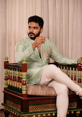 Mint Green Silk Short Kurta