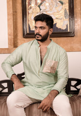 Mint Green Silk Short Kurta