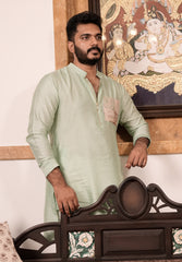 Mint Green Silk Short Kurta
