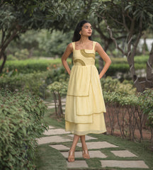 Butter Yellow Flare Dress