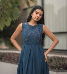 Deep Navy Mulsilk Dress