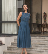 Deep Navy Mulsilk Dress