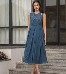 Deep Navy Mulsilk Dress