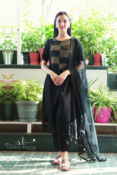 Black Mul Chanderi Pyjama Set