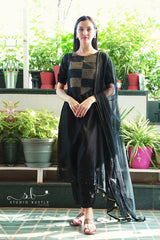 Black Mul Chanderi Pyjama Set