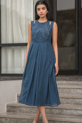 Deep Navy Mulsilk Dress