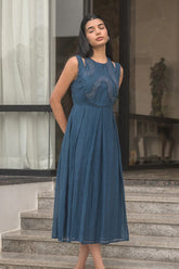 Deep Navy Mulsilk Dress