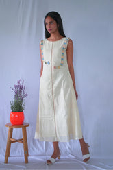 A_line Sleeveless Calf Length Dress