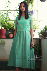 Blue Mul Chanderi Jacket Dress