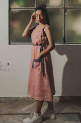 Mauve Single Jacket Calf Length Dress