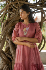 Plum Calf Length Dress