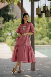 Plum Calf Length Dress