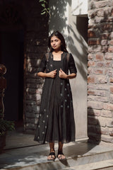 Black Handloom Chanderi Co-ord Set with Jacket