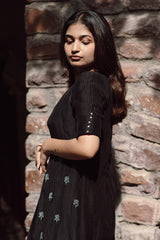 Black Handloom Chanderi Co-ord Set with Jacket