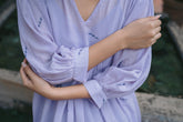Lilac Jamdani Oversized Dress with Balloon Sleeves