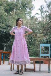 Flamingo Pink Double Collared Dress