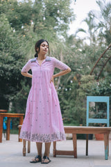 Flamingo Pink Double Collared Dress