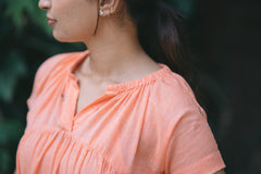 Salmon Tiered Jamdani Dress