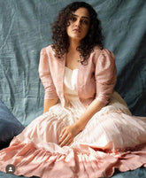 Mustard Jamdani Tiered Jacket Dress