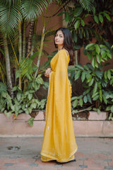 Yellow Handloom Chanderi Lace Saree