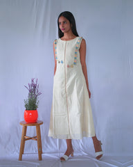 A_line Sleeveless Calf Length Dress