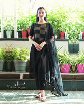 Black Mul Chanderi Pyjama Set