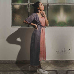 Mauve Single Jacket Calf Length Dress