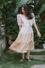 Mustard Jamdani Tiered Jacket Dress