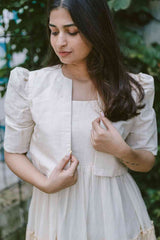 Mustard Jamdani Tiered Jacket Dress