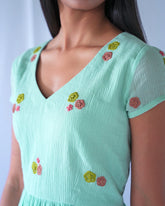 Teal Floral Fit And Flare Dress