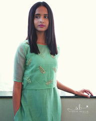 Blue Mul Chanderi Jacket Dress