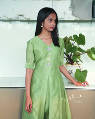 Green Fishes Motif Co-ord With Cigaratte Pants