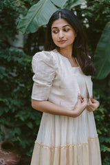 Mustard Jamdani Tiered Jacket Dress