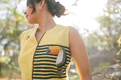 Yellow Collared High Low Dress