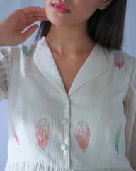 White Fit And Flare Crushed Cotton Dress