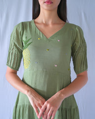 Sage Green Fit And Flare Dress