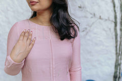 Mauve Blossoms Chanderi Ankle Length Dress