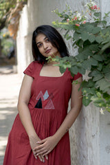 Red Calf Length Dress