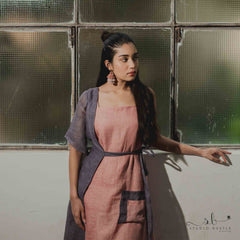 Mauve Single Jacket Calf Length Dress