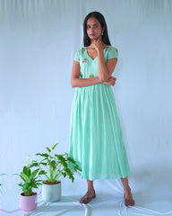 Teal Floral Fit And Flare Dress