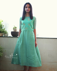 Blue Mul Chanderi Jacket Dress