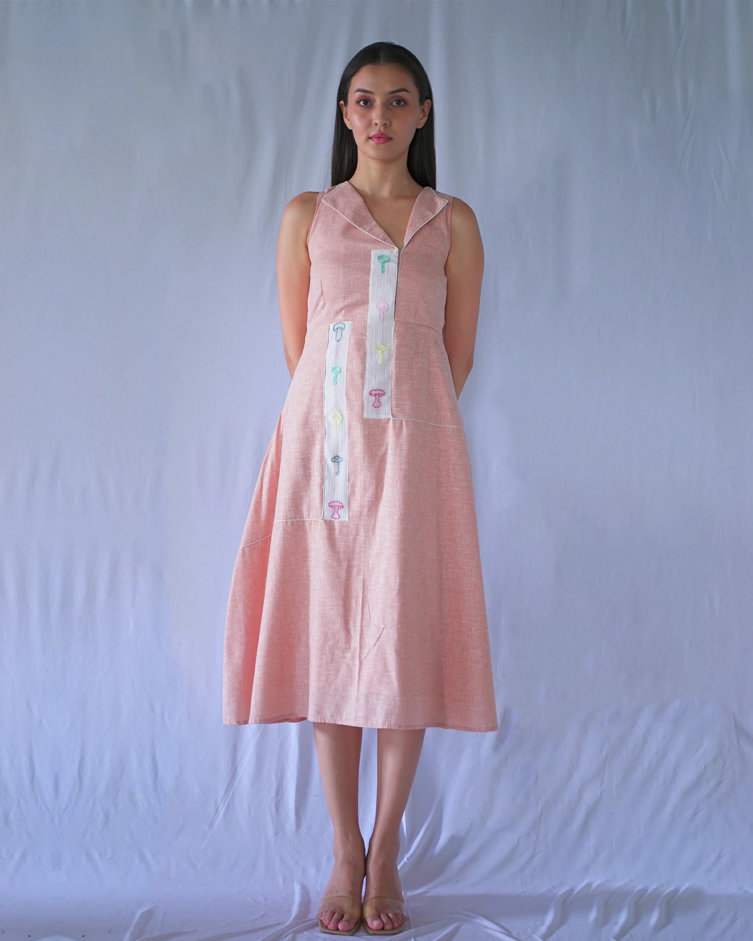 Peach Sleeveless Fit and Flare Dress