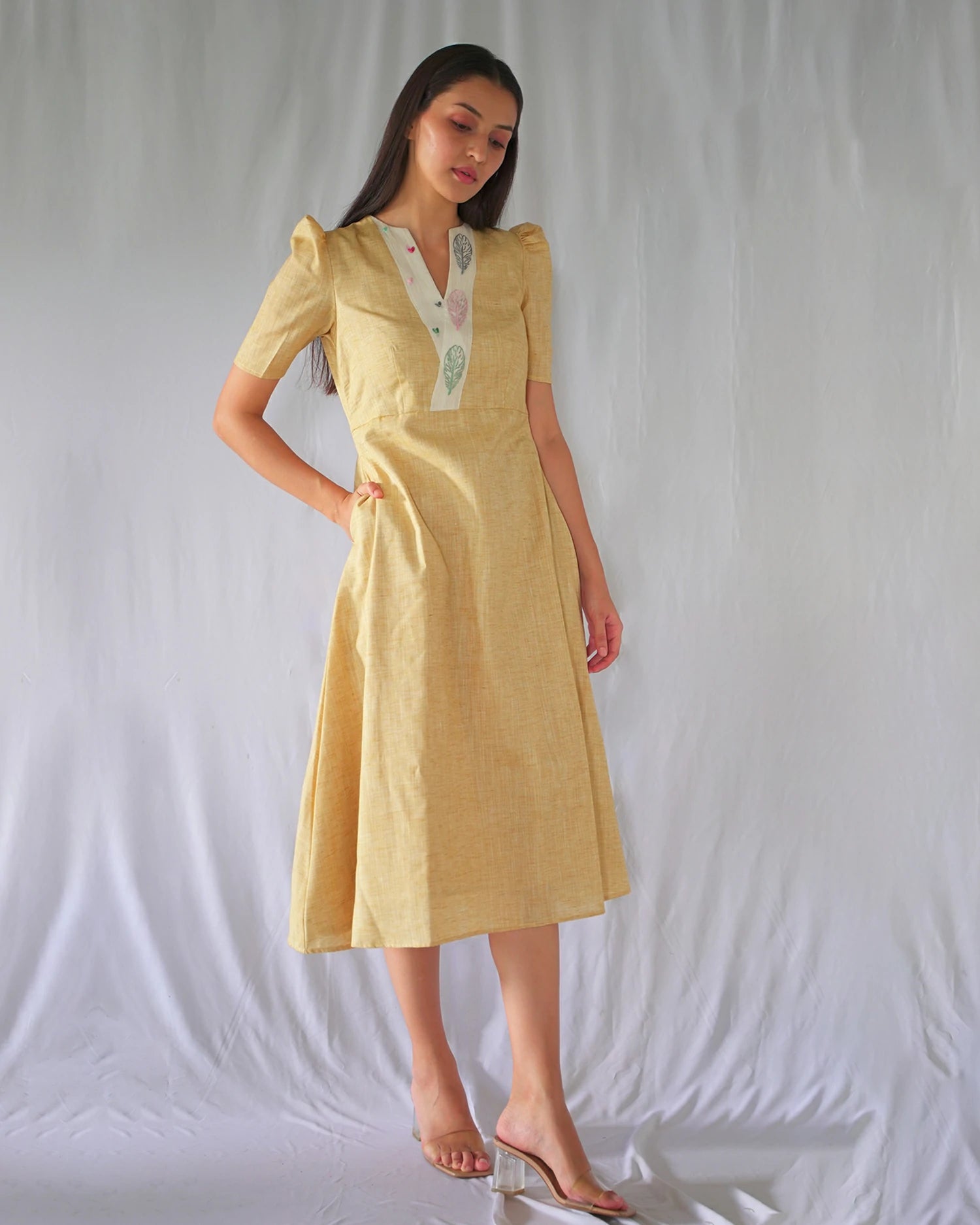 Mustard Fit and Flare Dress