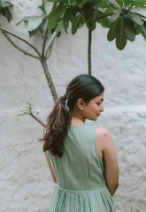 Sage Green Blossoms 2.0 Chanderi Calf Length Dress