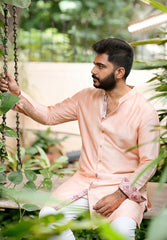 Peach  Silk Short Kurta