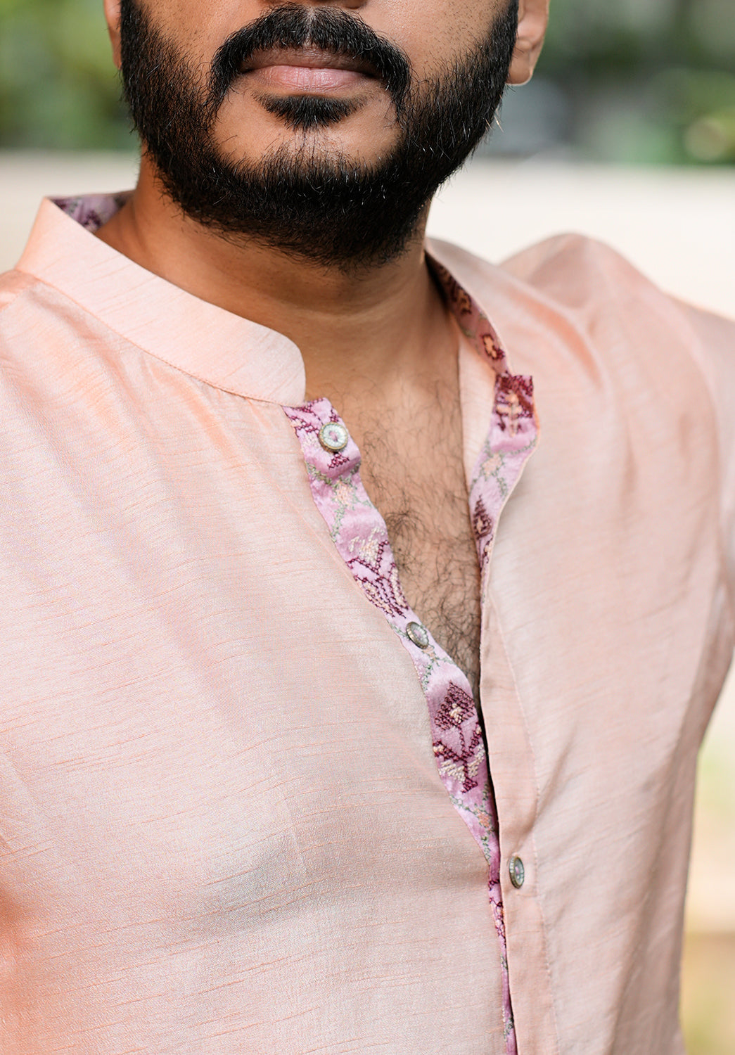 Peach  Silk Short Kurta
