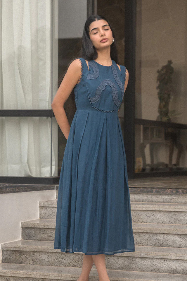 Deep Navy Mulsilk Dress