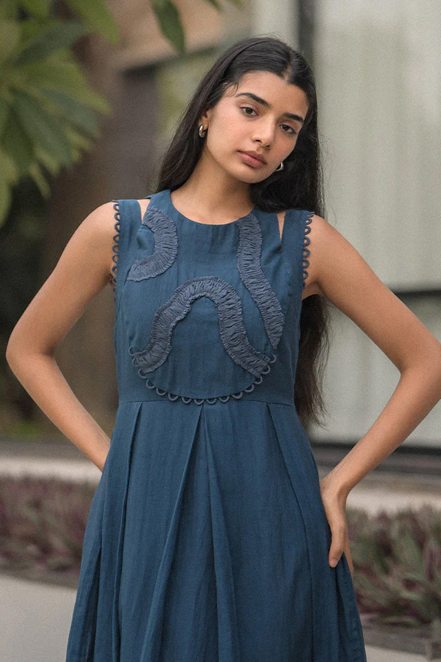 Deep Navy Mulsilk Dress