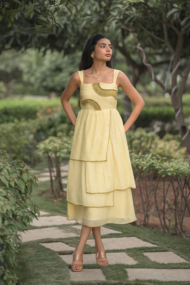 Butter Yellow Flare Dress